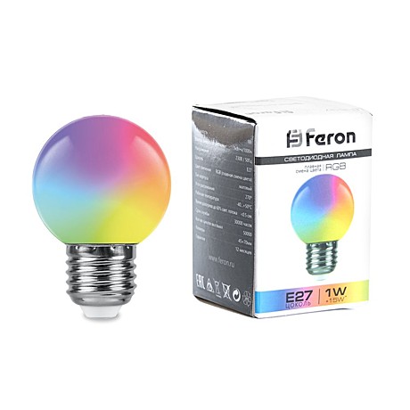 Лампа светодиодная Feron 38116 E27 1Вт RGB