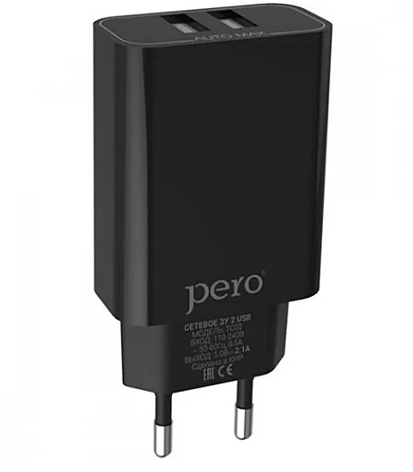 Зарядное устройство Pero TC02  2.1А черный