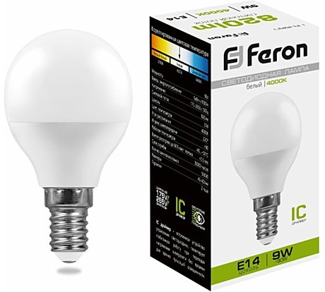 Лампа светодиодная Feron 25802 E14 9Вт 4000K