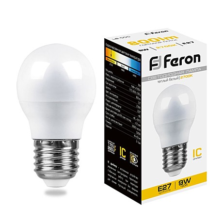 Лампа светодиодная Feron 25804 E27 9Вт 2700K