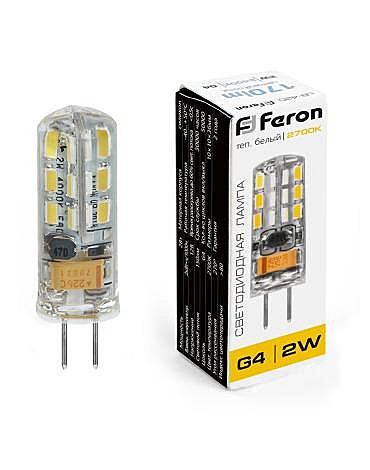 Лампа светодиодная Feron G4 2Вт 12В 2700К